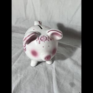 Pink Princess Piggy Bank Vintage 1989 Pink Dot Eyes